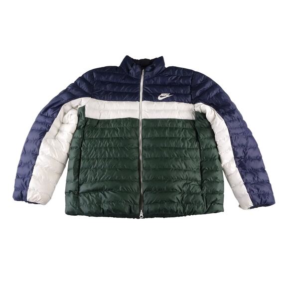 Nike Sportswear Synthetic Fill Puffer Jacket Blue/White/Green Men Size XL Used - Picture 1 of 10